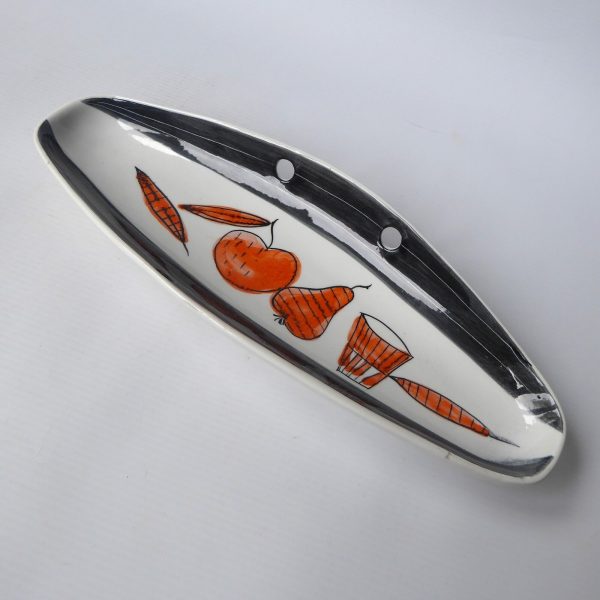 Vintage Italian pottery ceramic dish, orange fruit & black. Signed 110-1 Italy. - Image 6