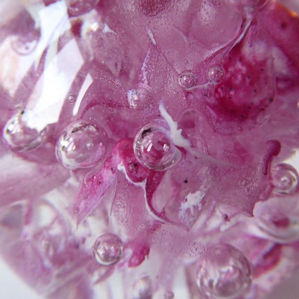 Vintage Langham Glass art glass paperweight, pink white clear bubble scramble - Image 8