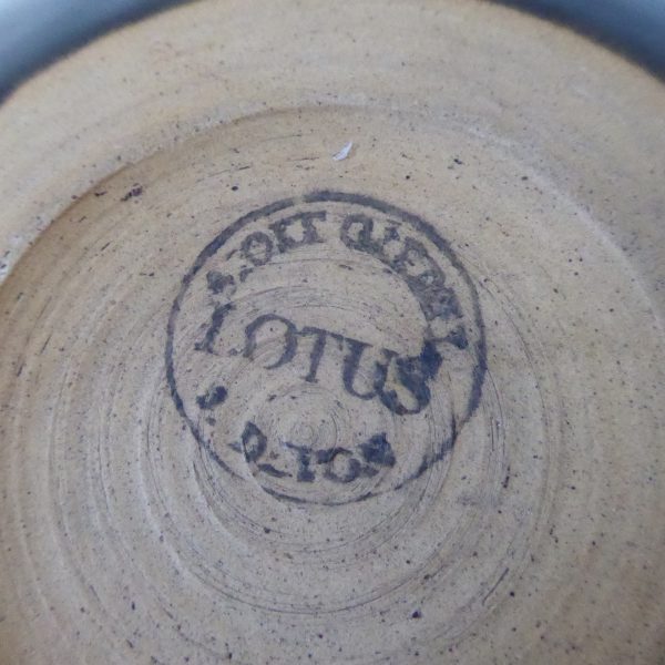 Vintage Lotus Pottery large round ashtray bowl dish, sage green + daisy petal. - Image 12