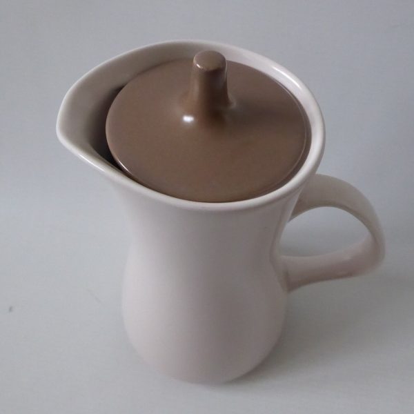 Vintage Poole pottery coffee/hot water pot and jug, Twin-tone taupe/cream brown - Image 5