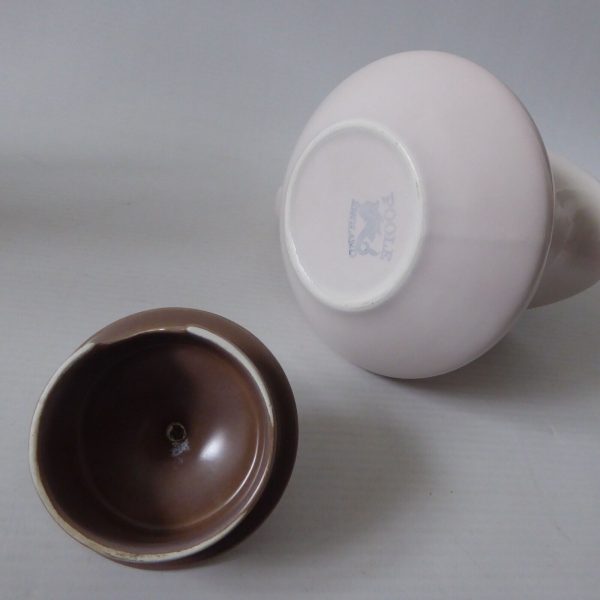 Vintage Poole pottery coffee/hot water pot and jug, Twin-tone taupe/cream brown - Image 9