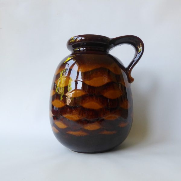 Vintage Scheurich West German Pottery huge floor vase 484-30. 70s brown ceramic