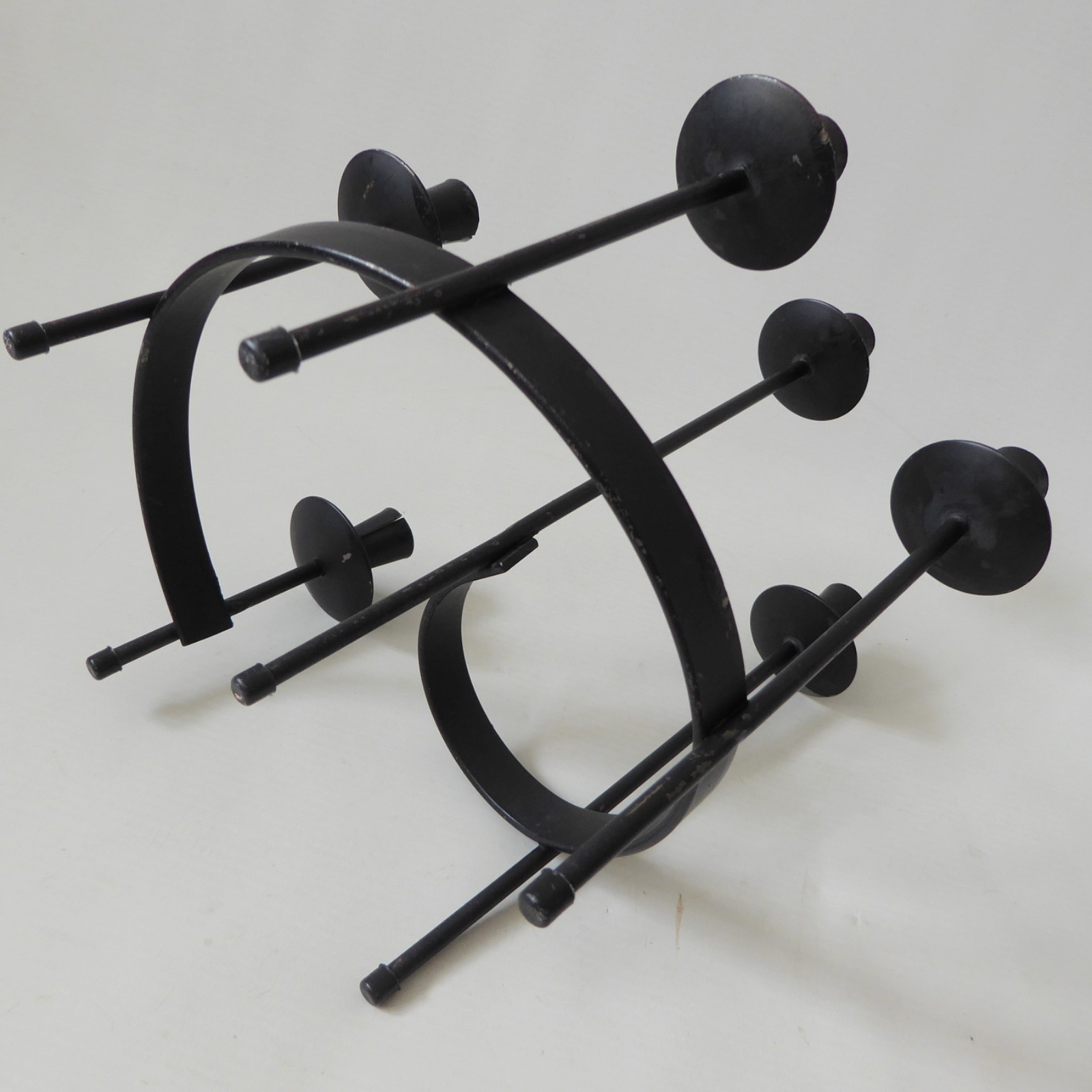 Vintage Spiral candle holder, mid century modernist black metal, Danish style - Image 11