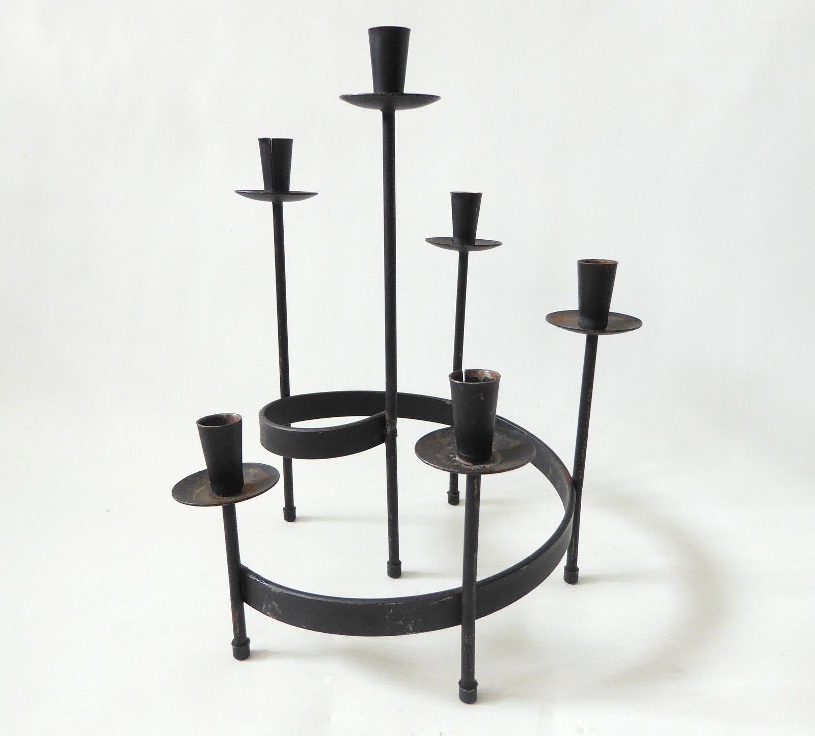 Vintage Spiral candle holder, mid century modernist black metal, Danish style - Image 3