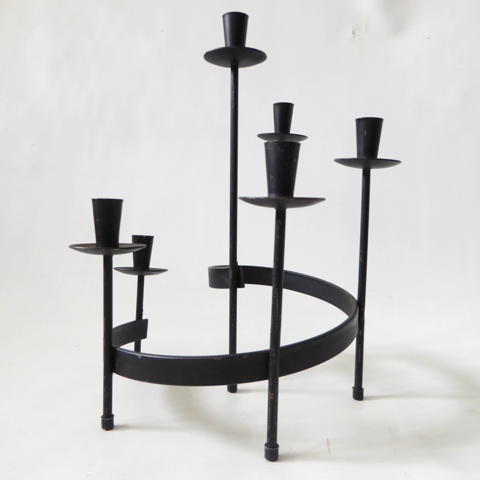 Vintage Spiral candle holder, mid century modernist black metal, Danish style - Image 4