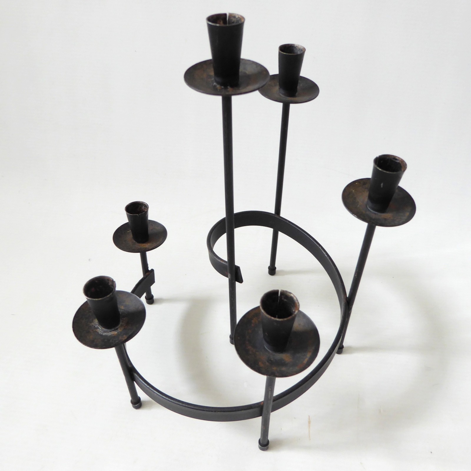 Vintage Spiral candle holder, mid century modernist black metal, Danish style - Image 5