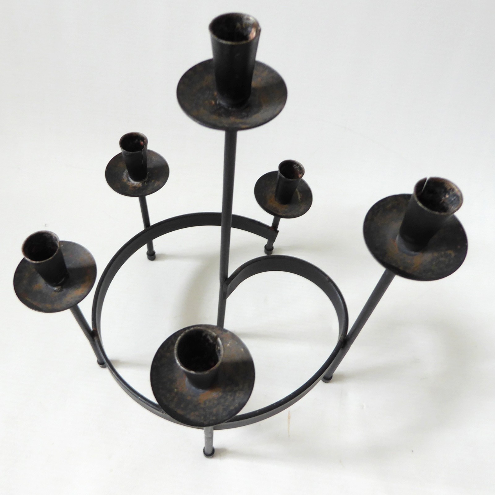 Vintage Spiral candle holder, mid century modernist black metal, Danish style - Image 7