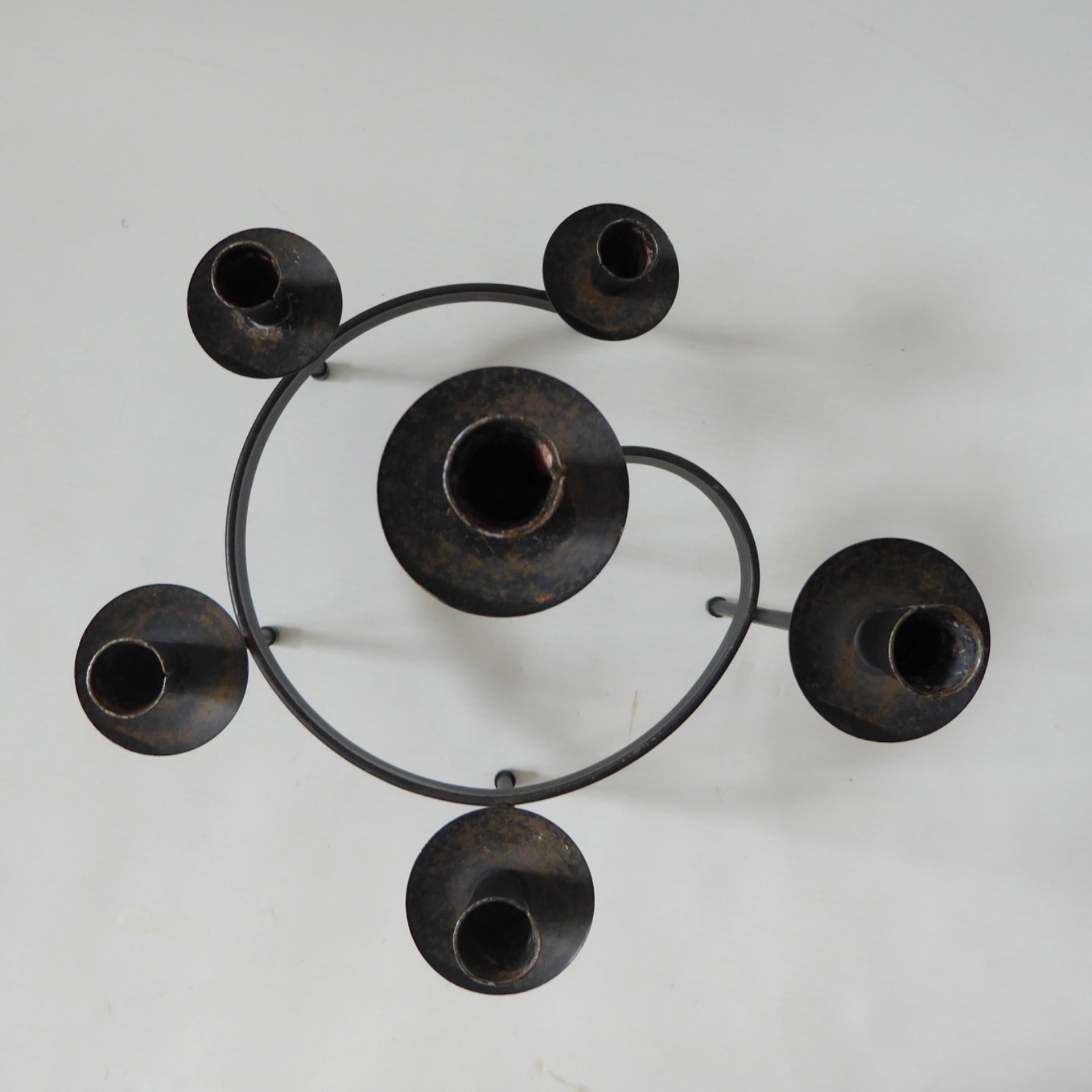 Vintage Spiral candle holder, mid century modernist black metal, Danish style - Image 8