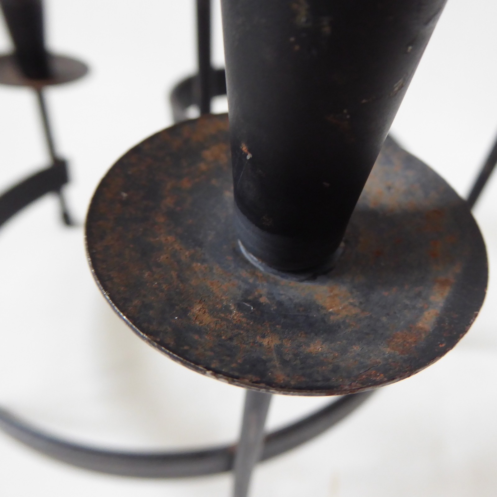 Vintage Spiral candle holder, mid century modernist black metal, Danish style - Image 9