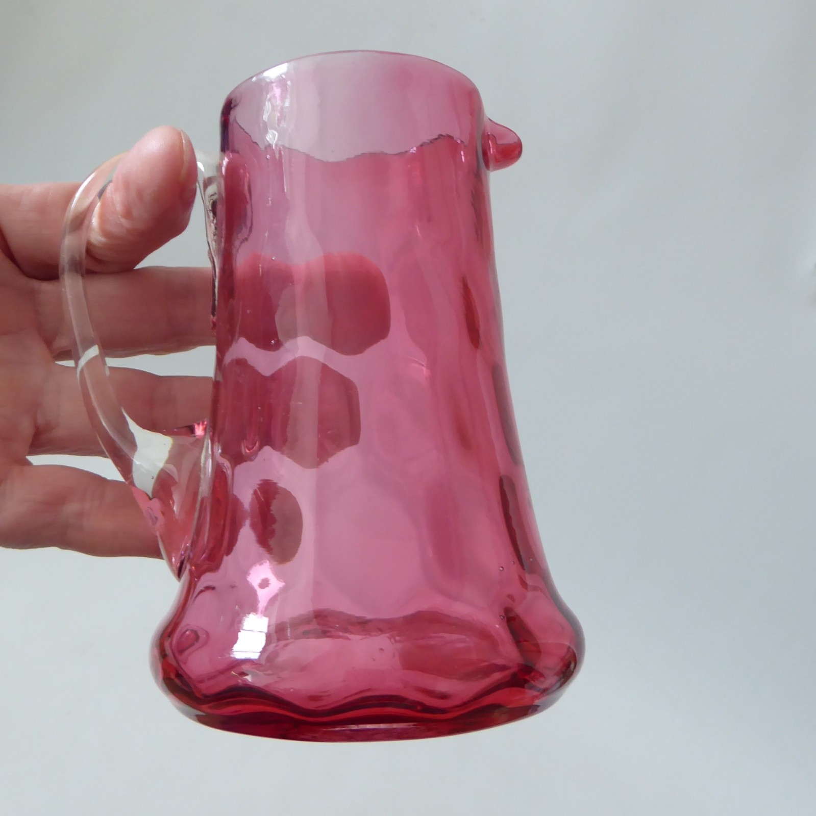 Vintage antique cranberry pink glass jugs, honeycomb & ribbed. Victorian style - Image 12