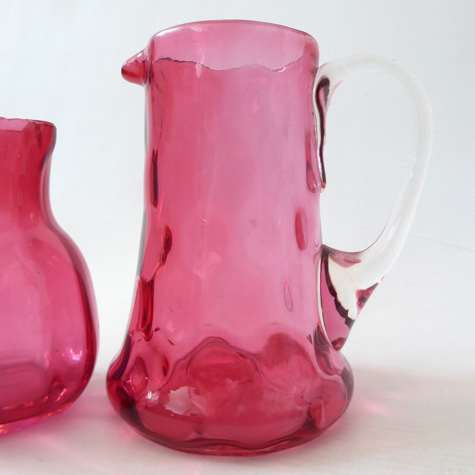 Vintage antique cranberry pink glass jugs, honeycomb & ribbed. Victorian style - Image 8
