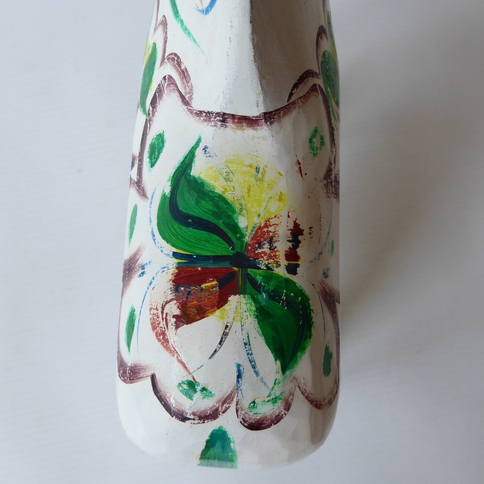Vintage large 8" carved wooden Swedish Dala horse figure. White green G Olsson - Image 9