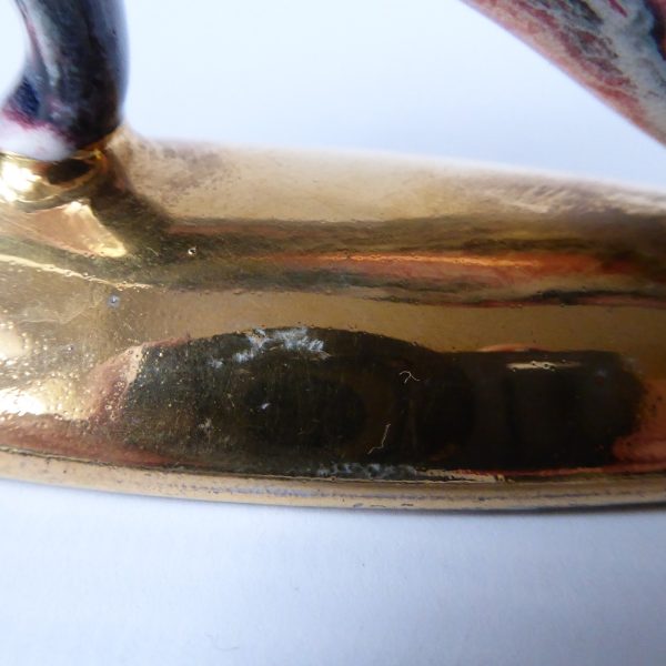 Vintage leaping hare figurine. Grey pink gold stylised jumping rabbit, 50s retro - Image 6