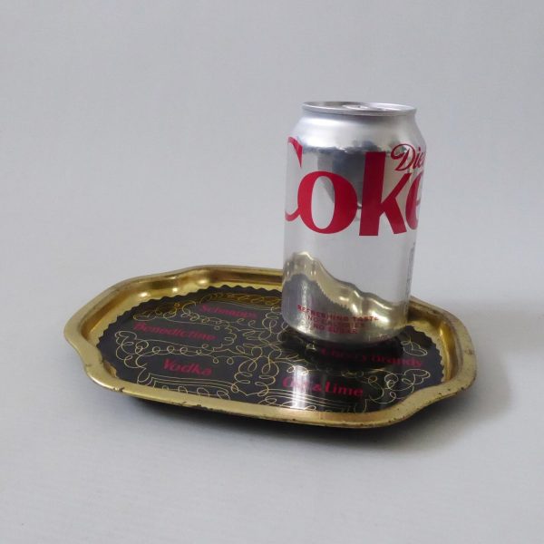 Vintage small drinks tray, shot glass, aperitif appetisers cocktails. Black gold - Image 5