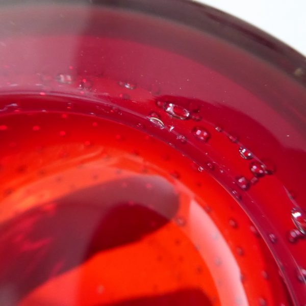 Whitefriars 9099 Ruby Red art glass controlled bubble 4" bowl ashtray dish 1960s - Image 11