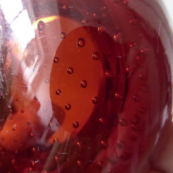 Whitefriars 9099 Ruby Red art glass controlled bubble 4" bowl ashtray dish 1960s - Image 8