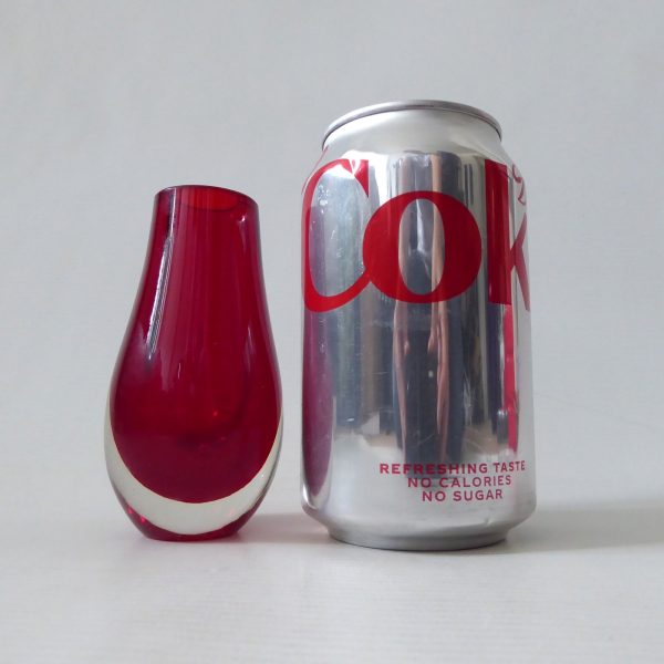 Whitefriars 9497 Ruby Red cased art glass small 4" vase, mid century 1957-1964 - Image 3