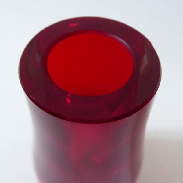 Whitefriars 9497 Ruby Red cased art glass small 4" vase, mid century 1957-1964 - Image 8