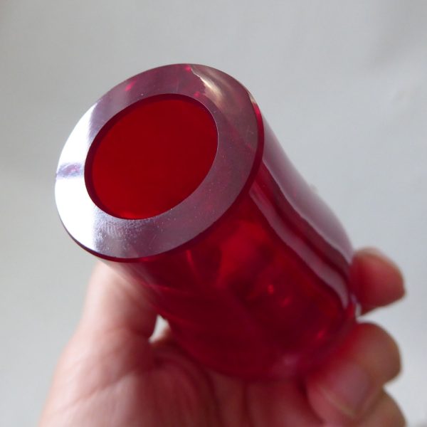 Whitefriars 9497 Ruby Red cased art glass small 4" vase, mid century 1957-1964 - Image 10