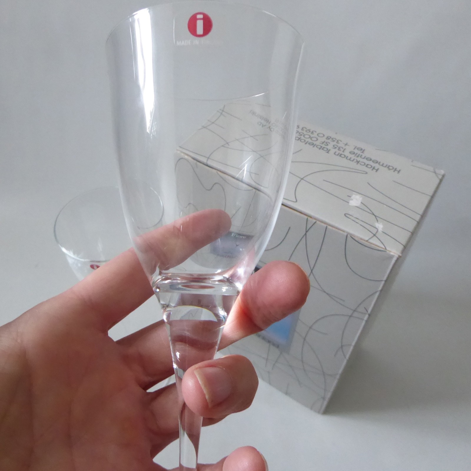 iittala Fiore 2 boxed white wine glasses. Mikko Karppanen vintage 1980s Finland - Image 12