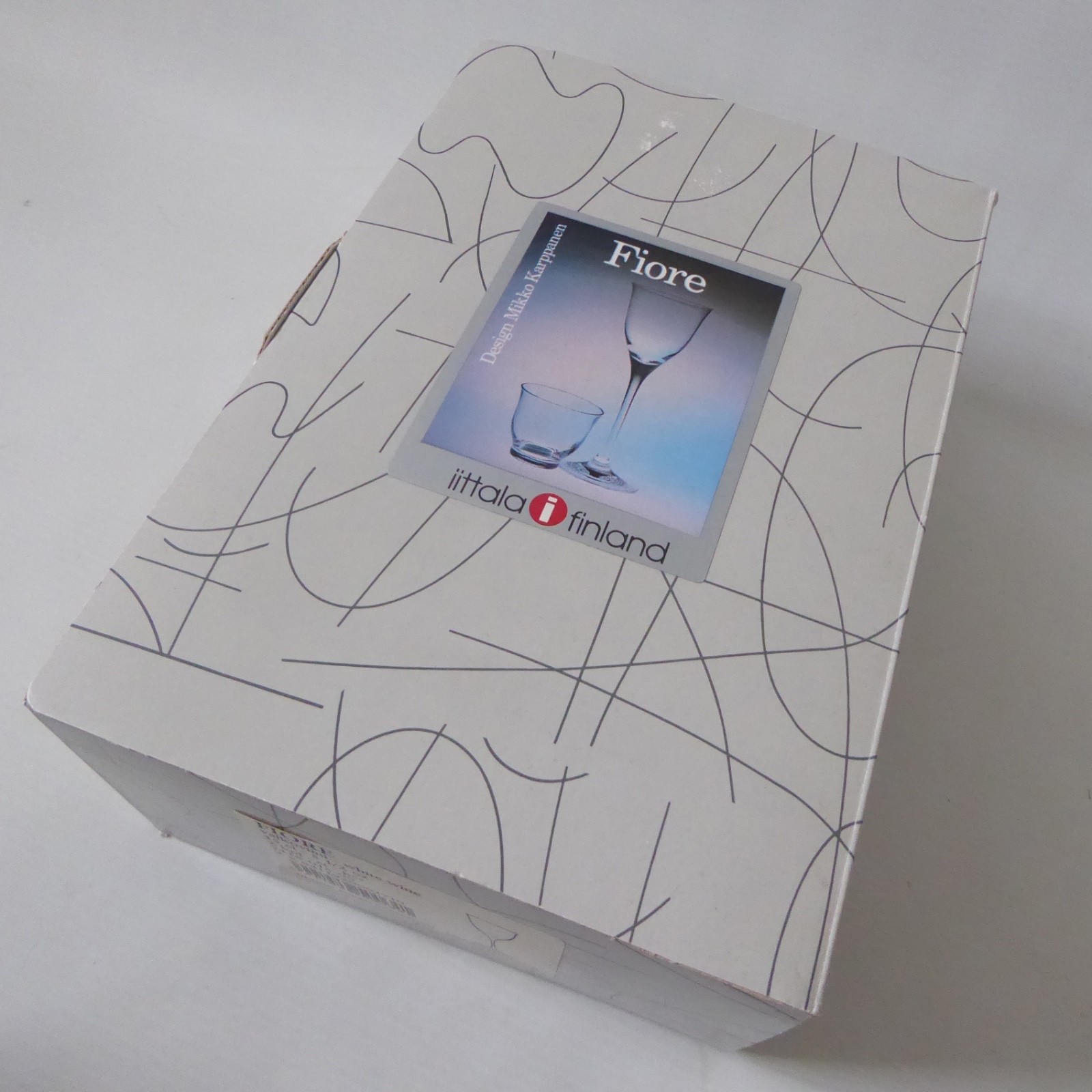 iittala Fiore 2 boxed white wine glasses. Mikko Karppanen vintage 1980s Finland - Image 9