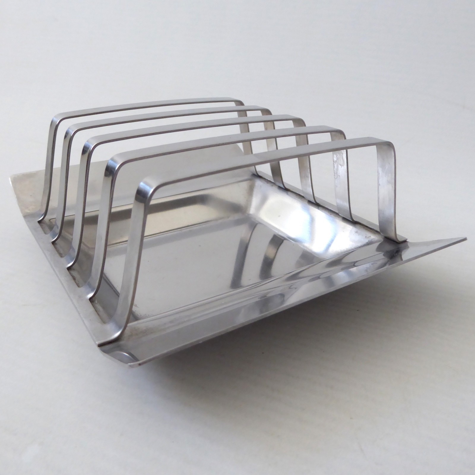 1960s 1970s mid century modernist stainless steel vintage toast rack, 4-slice - Image 3
