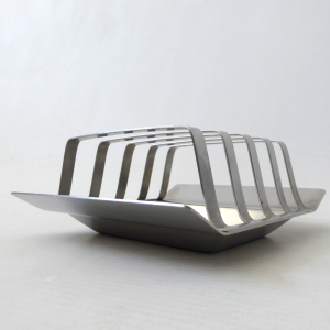 1960s 1970s mid century modernist stainless steel vintage toast rack, 4-slice