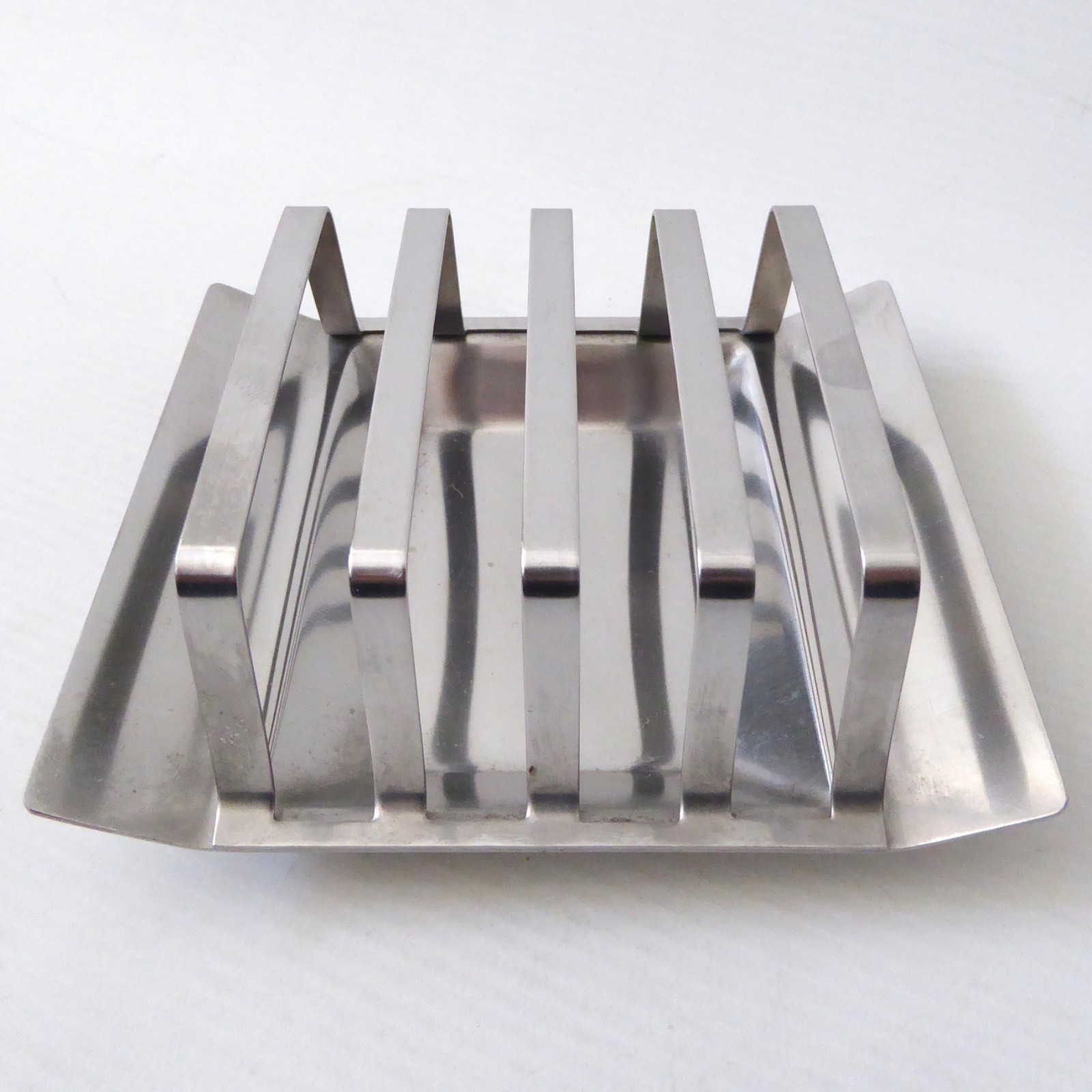 1960s 1970s mid century modernist stainless steel vintage toast rack, 4-slice - Image 5