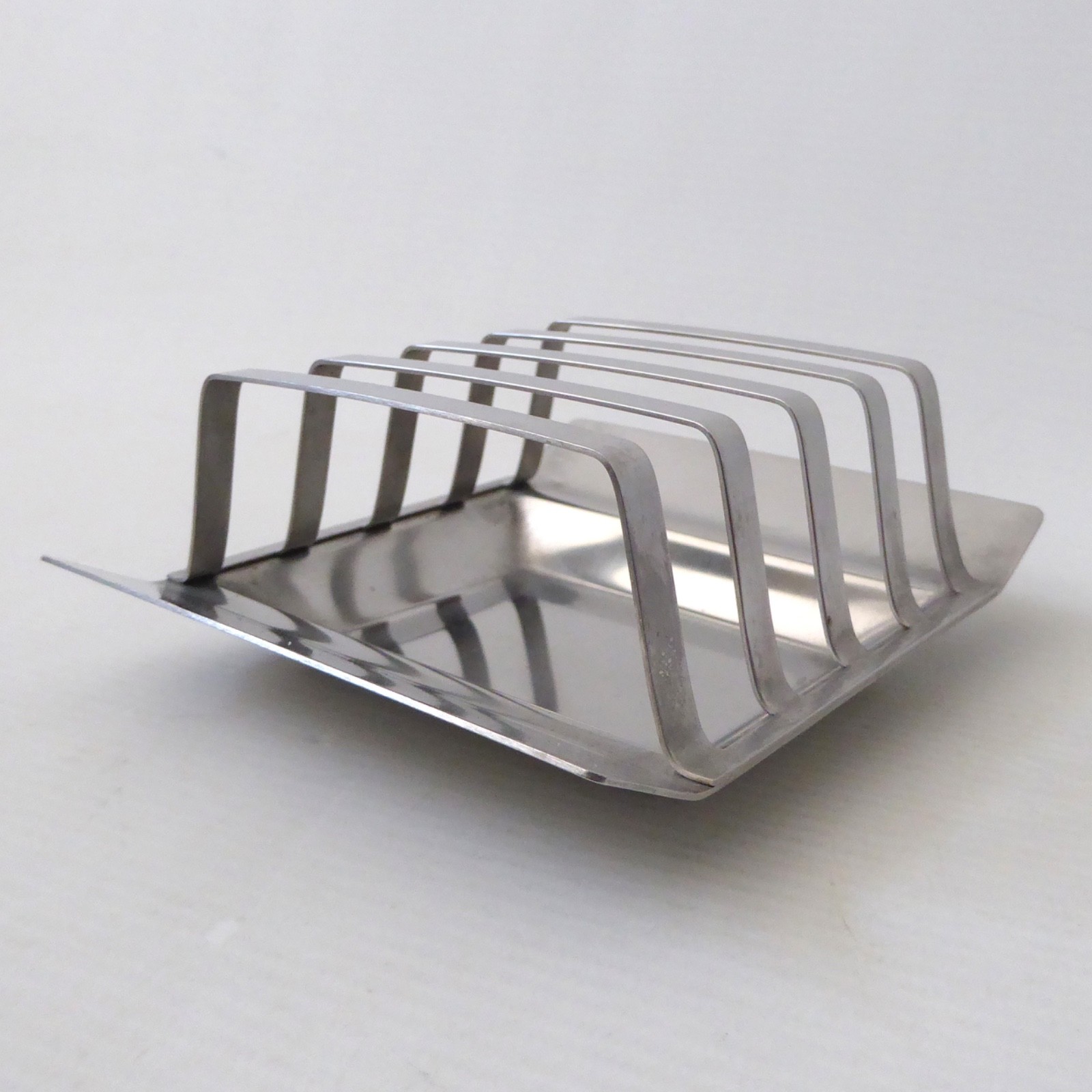 1960s 1970s mid century modernist stainless steel vintage toast rack, 4-slice - Image 6