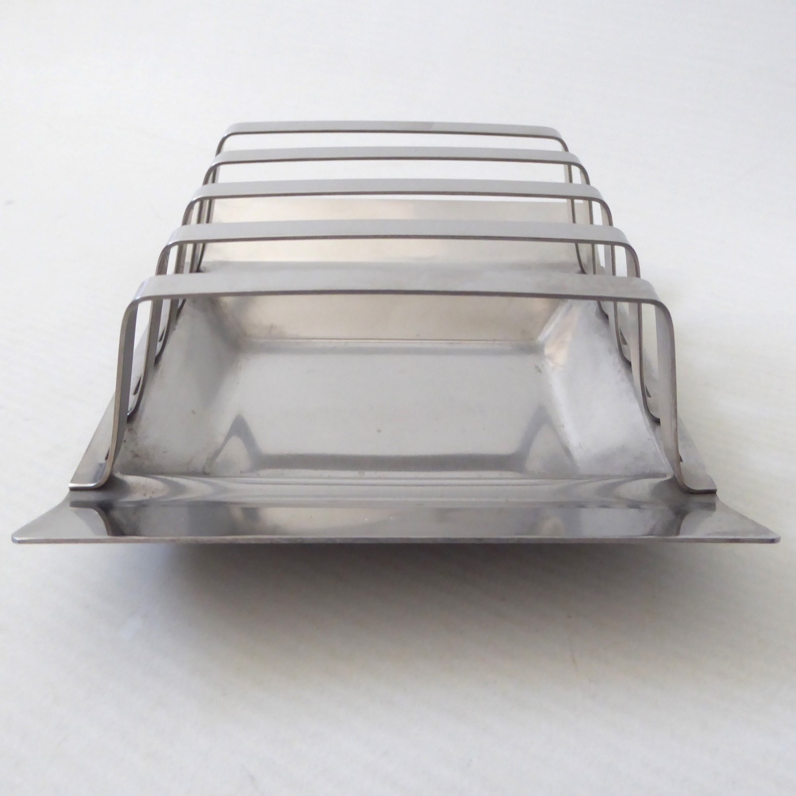 1960s 1970s mid century modernist stainless steel vintage toast rack, 4-slice - Image 7