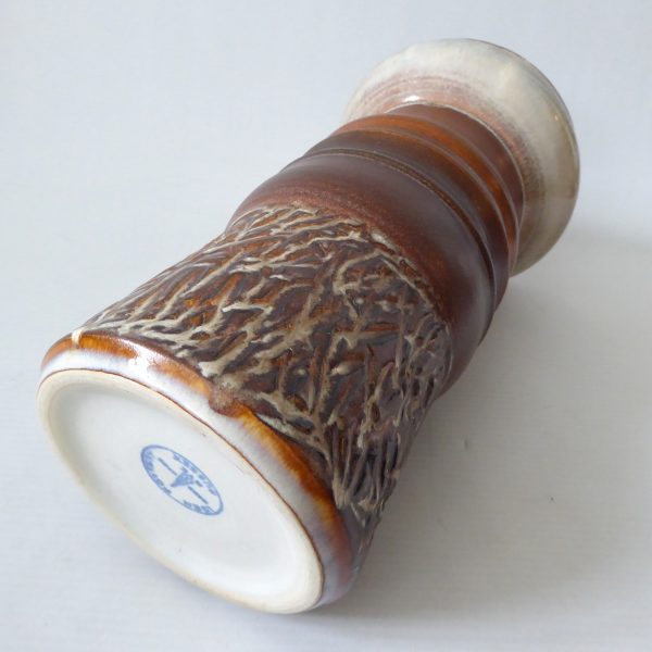1960s Iden Pottery vase, art/studio. Large retro + brutalist textured brown. Rye - Image 11
