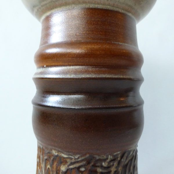 1960s Iden Pottery vase, art/studio. Large retro + brutalist textured brown. Rye - Image 6