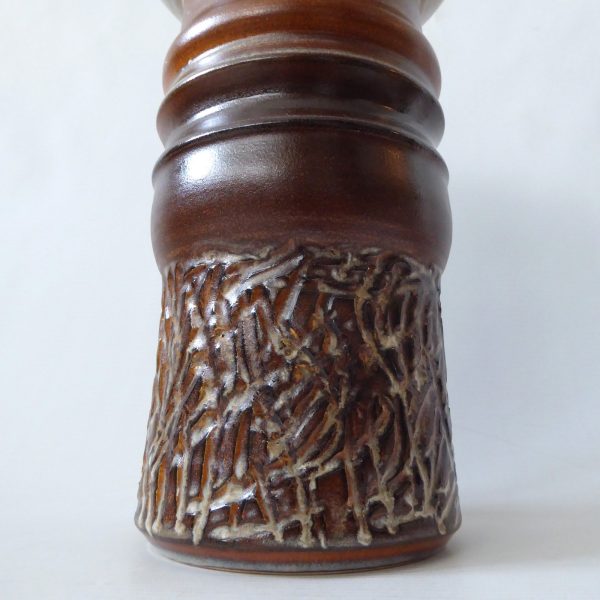 1960s Iden Pottery vase, art/studio. Large retro + brutalist textured brown. Rye - Image 7