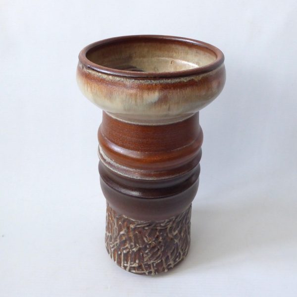 1960s Iden Pottery vase, art/studio. Large retro + brutalist textured brown. Rye - Image 9