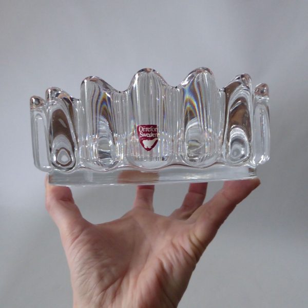 1970s Orrefors Princess crown crystal glass bowl dish. Sven Palmqvist, Sweden - Image 4