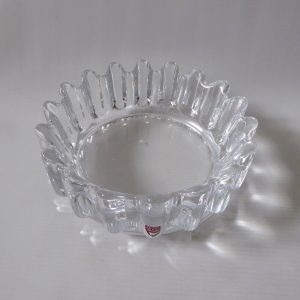1970s Orrefors Princess crown crystal glass bowl dish. Sven Palmqvist, Sweden