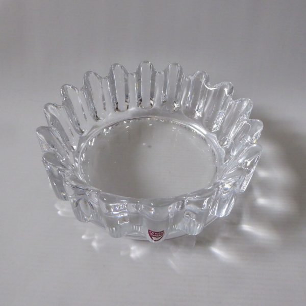 1970s Orrefors Princess crown crystal glass bowl dish. Sven Palmqvist, Sweden