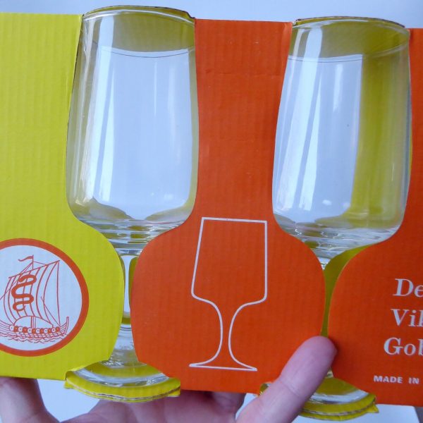 1970s vintage Dema Viking set 4 wine glasses goblets, original box retro barware - Image 5
