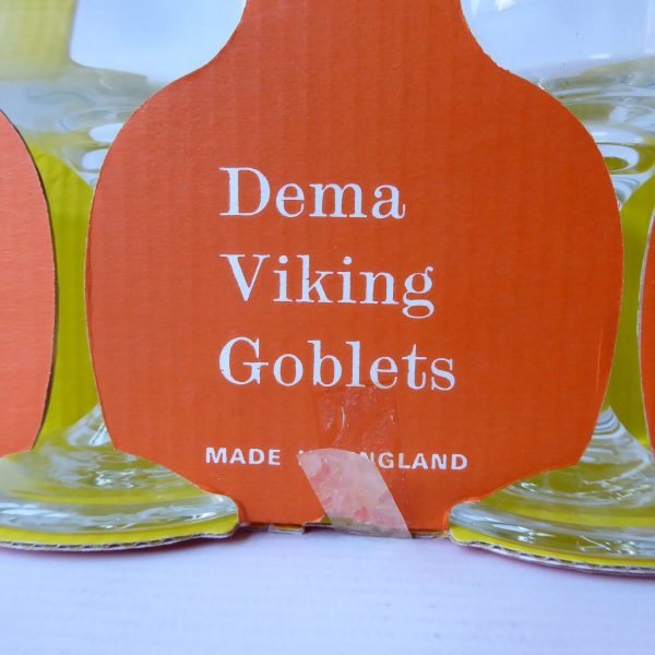1970s vintage Dema Viking set 4 wine glasses goblets, original box retro barware - Image 7