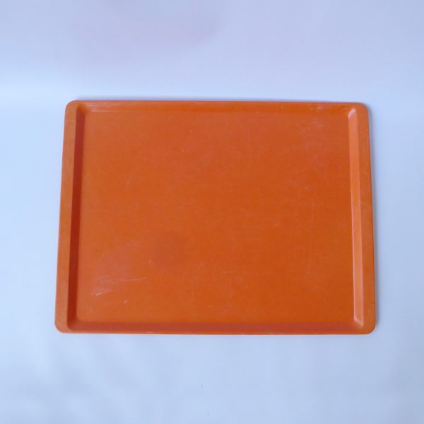 1980s vintage Presswerk Köngen West German Fiberglass plastic tray, retro orange - Image 3