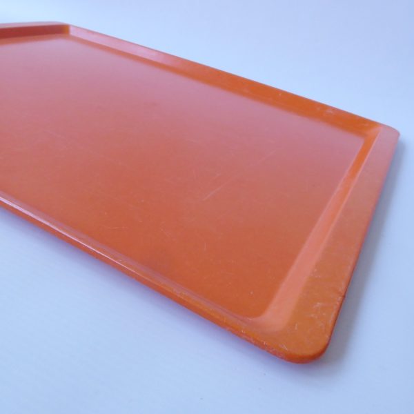 1980s vintage Presswerk Köngen West German Fiberglass plastic tray, retro orange - Image 4