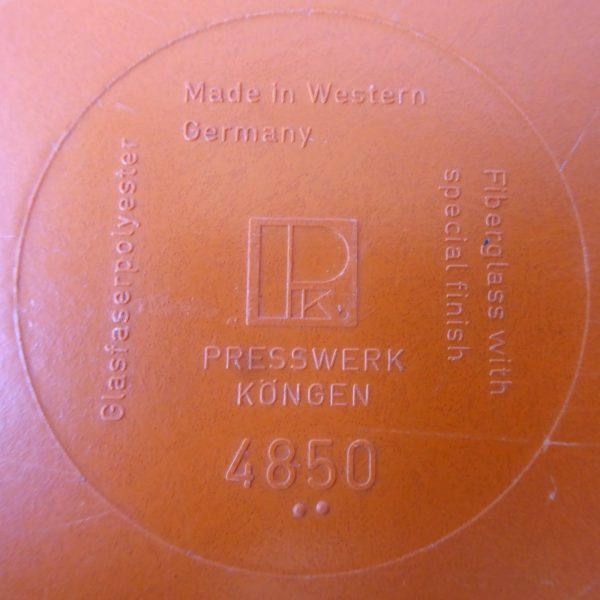 1980s vintage Presswerk Köngen West German Fiberglass plastic tray, retro orange - Image 9