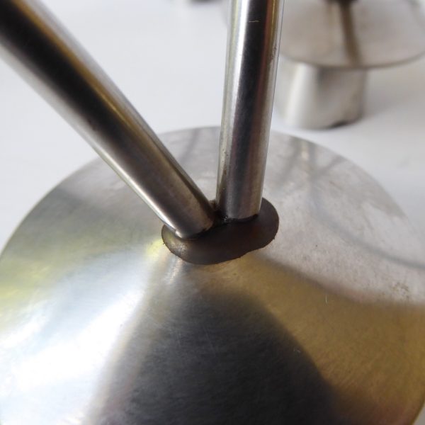 2 Mid century stainless steel candle holders. Modernist 3 scoops. Danish style - Image 12