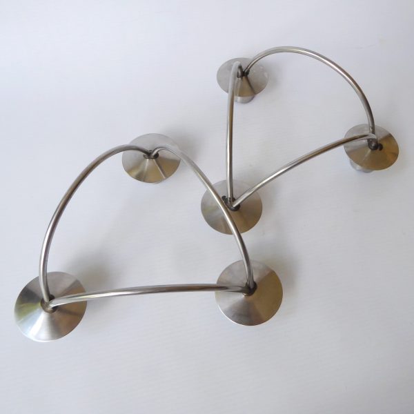 2 Mid century stainless steel candle holders. Modernist 3 scoops. Danish style - Image 10