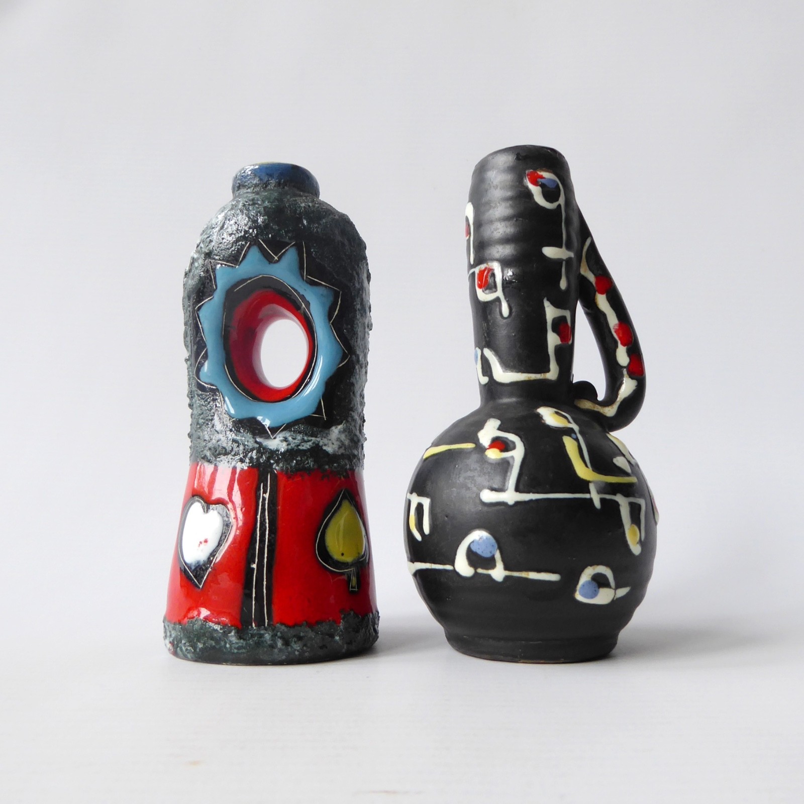 2 x vintage Drioli bottles, Italian art pottery ceramic. 1960s 1970s retro decor