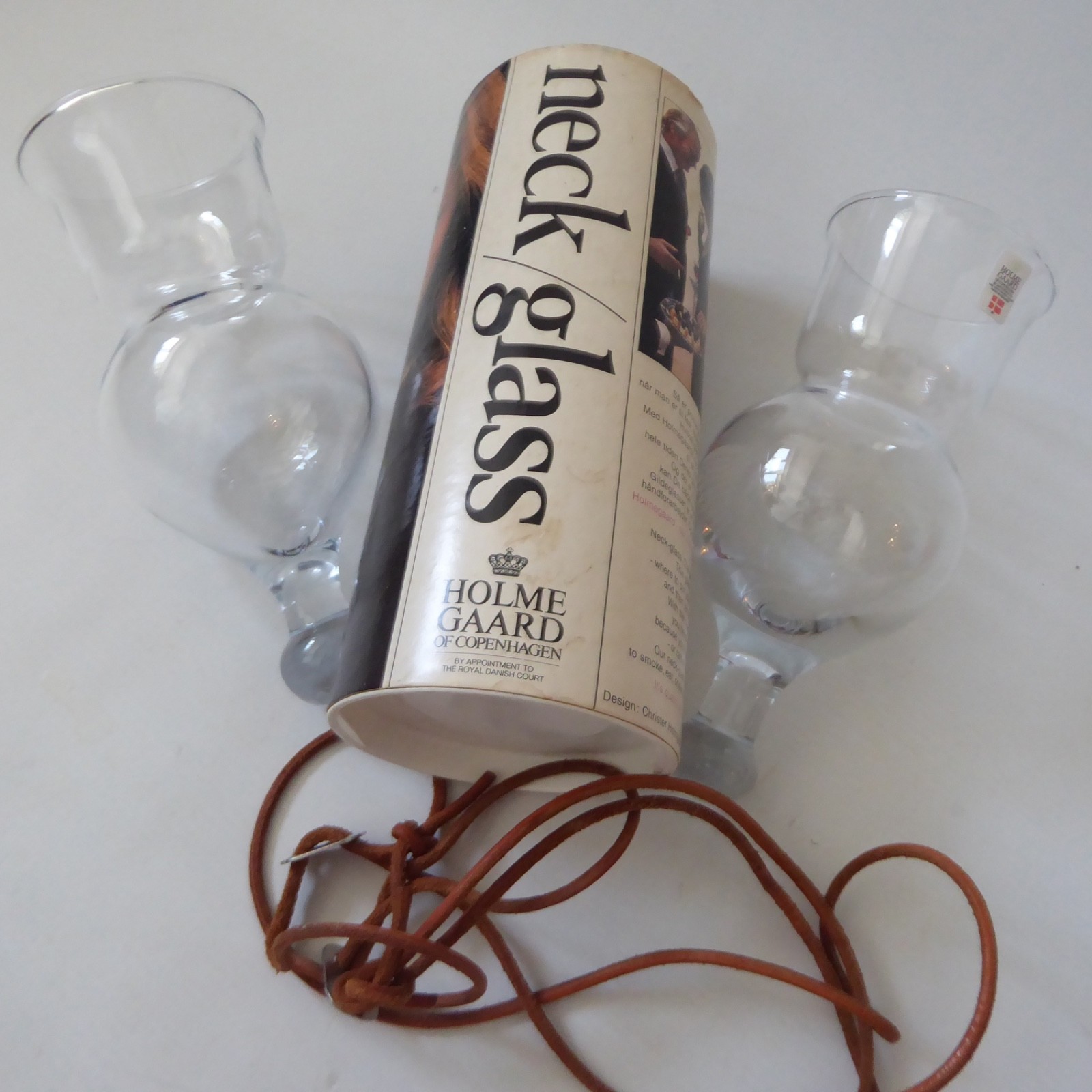 2x Holmegaard Neck Glass Christer Holmgren, 1970s vintage. Hanging wearable wine - Image 3