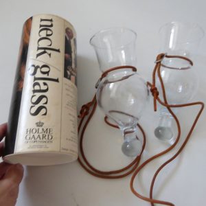 2x Holmegaard Neck Glass Christer Holmgren, 1970s vintage. Hanging wearable wine