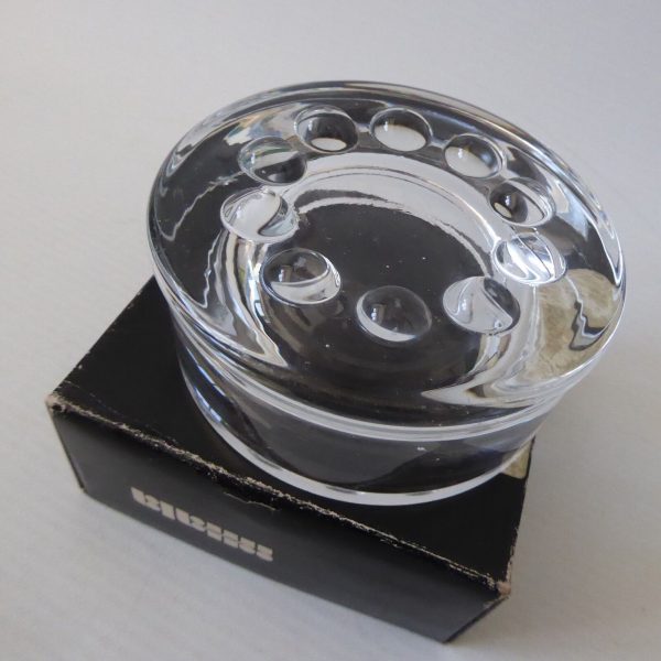 70s iittala Finland 2630 art glass dish, round bobble candle holder ashtray bowl - Image 11