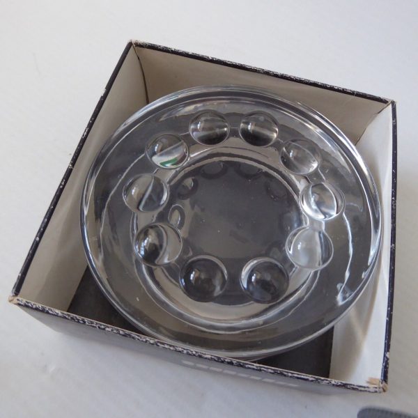 70s iittala Finland 2630 art glass dish, round bobble candle holder ashtray bowl - Image 6