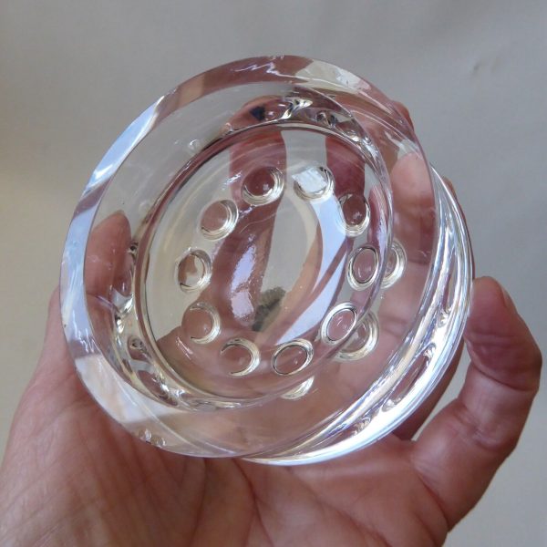 70s iittala Finland 2630 art glass dish, round bobble candle holder ashtray bowl - Image 8